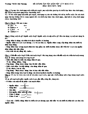 Đề cương ôn tập học kì II môn Vật lý Lớp 7 - Năm học 2019 - 2020  - Trường THCS Hải Châu